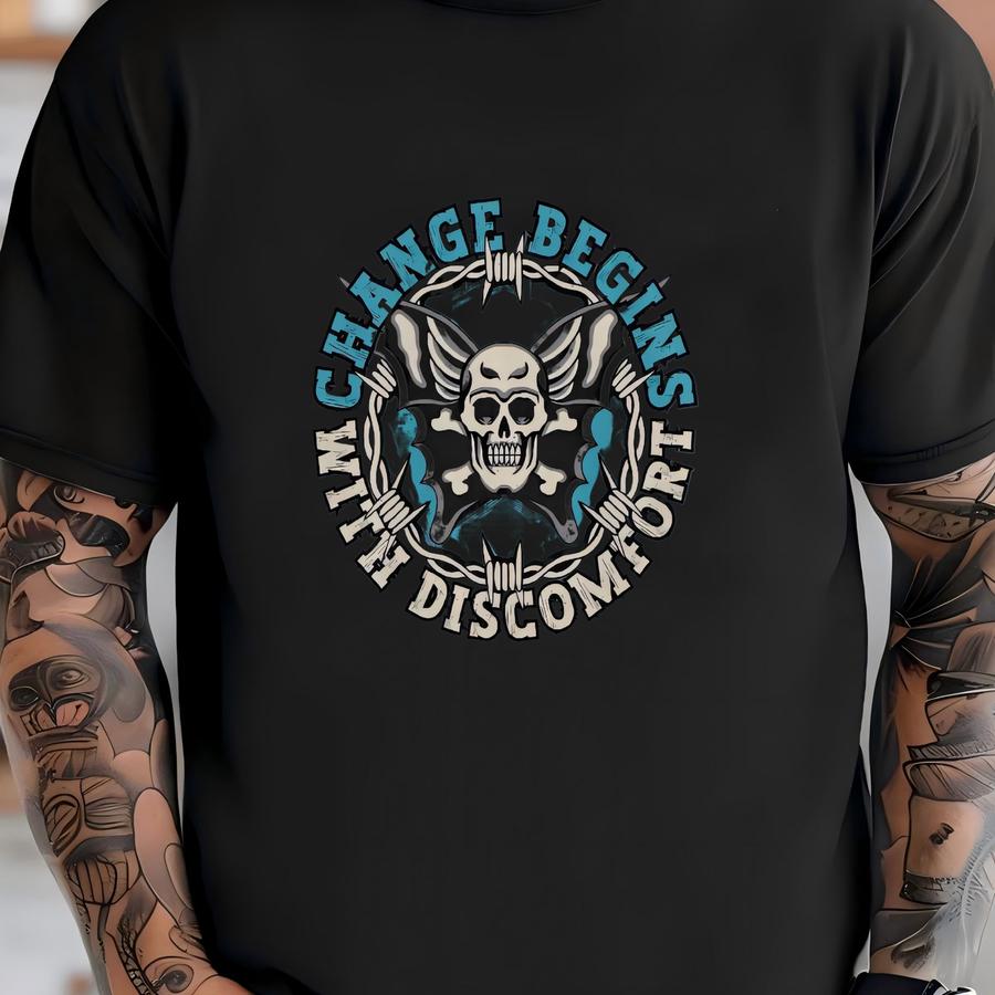 Change Begins With Discomfort Shirt, , Oversized Pump Cover, Gym Rat Gift, Lifting Tshirt, Gift For Bodybuilder, Gym Pumpcover T-shirt