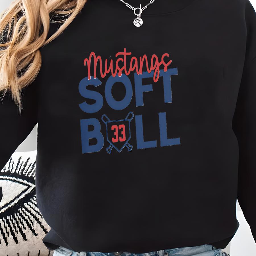 Two-sided Custom Softball Team Spirit Sweatshirt, Mascot Shirt Personalized With Name And Number On Back, Softball Mama Game Day Sweater Sweatshirt