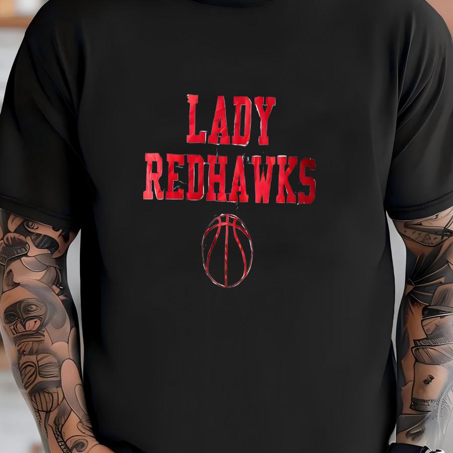 Russell Athletic Vintage Hoodie Grey Lady Redhawks Large T-shirt