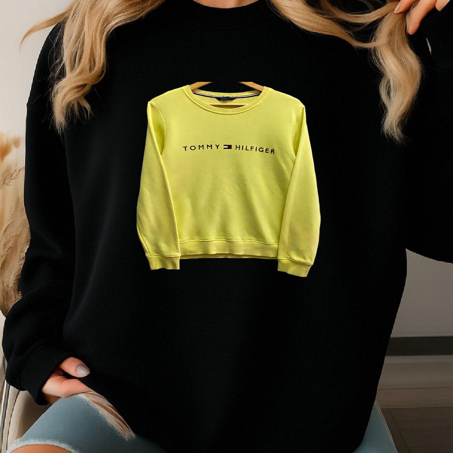 Vintage Y2k Tommy Hilfiger Yellow Croptop Women Large Tommy Hilfiger Crewneck Tommy Hilfiger Sweater Pullover Logo Tommy Jumper Sweatshirt