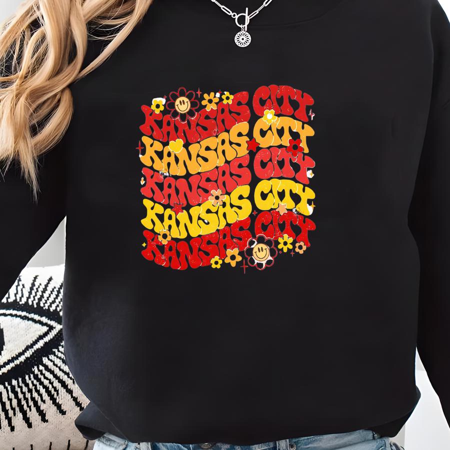 Floral Kansas City Sweatshirt, Kansas City Football Hoodie, Retro Kansas City Game Day Shirt, Kansas City Fan Gift Kc Women's Sweatshirt Sweatshirt