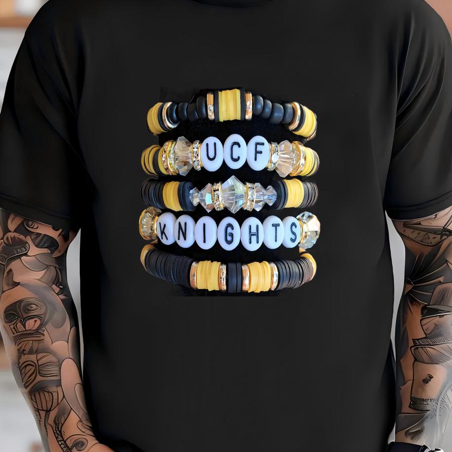 Entire Stack Central Florida Knights Inspired Heishi Stacking Bracelets Ucf Gameday T-shirt