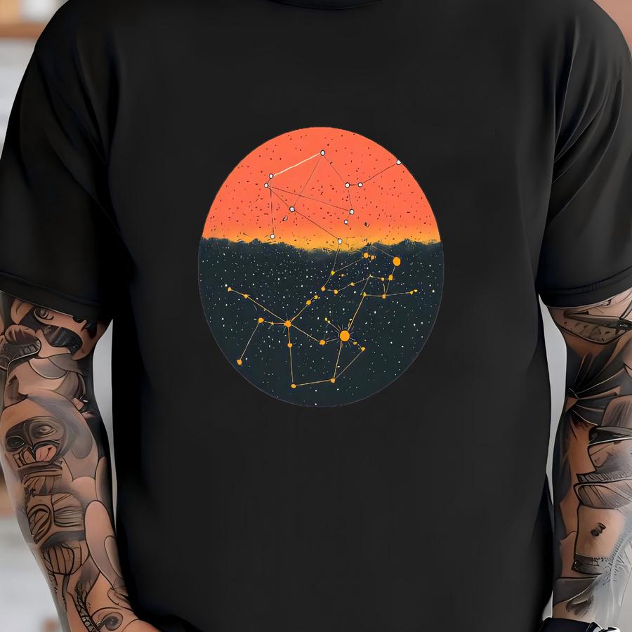 Retro Stars Sunset Hoodie - Celestial Constellation Graphic Tee For Astrology Lovers - Cosmic And Zodiac Aesthetic Shirt T-shirt