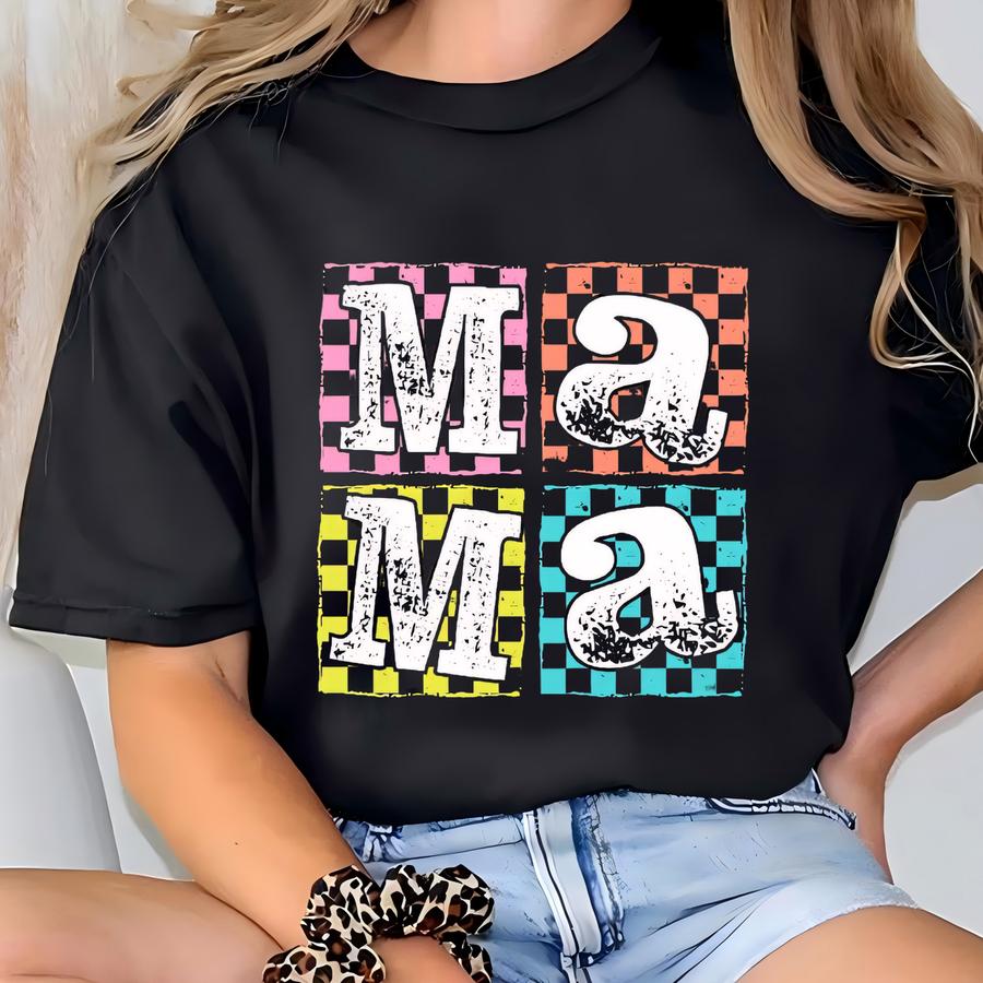 Checkered Mama Shirt, Retro Mama Sweatshirt, Funny Mom Hoodie, Mama Shirt, Sassy Mom T Shirt, Retro Motherhood, Mothers Day Gift Tee T-shirt