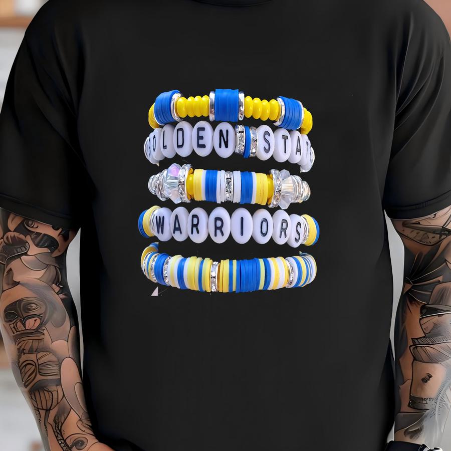 Entire Stack Golden State Warriors Inspired Heishi Stacking Bracelets Gameday Jewelry T-shirt