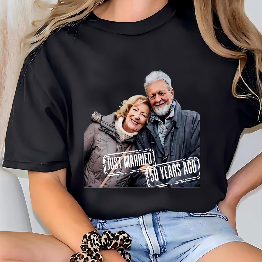 Personalized Photo Anniversary Sweatshirt: Retro Couple Gift T-shirt