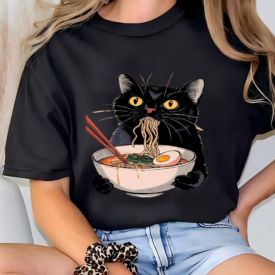 Noodle Cat Apron, Cat Lover Apron, Black Cat Apron, Ramen Cat Apron, Black Cat Noodle Apron, Baking Apron, Kitchen Apron,baking Gift For Mom T-shirt