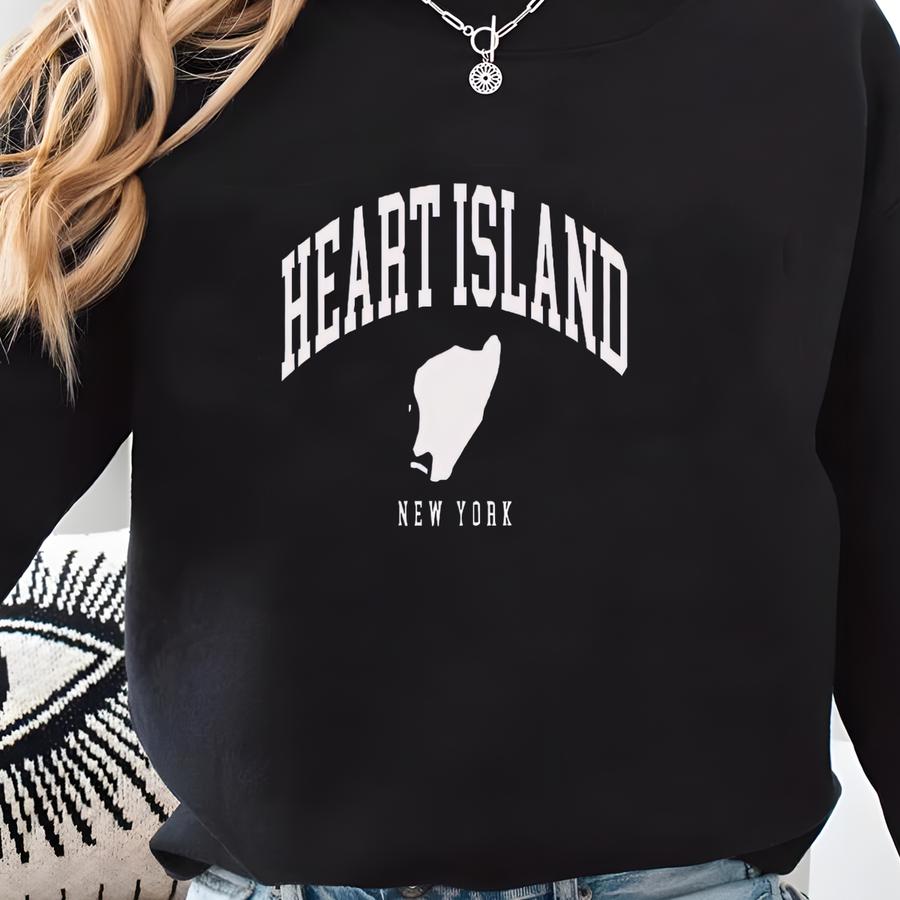 Heart Island Shirt, American Island Heart New York With Map Comfort Tshirt Sweatshirt