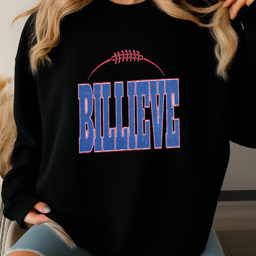 Billieve Sweatshirt | Buffalo Football Crewneck | Let's Go Buffalo | Vintage Ny Sweatshirt | Playoff Football Jacket | Buffalo Fan Sweatshirt