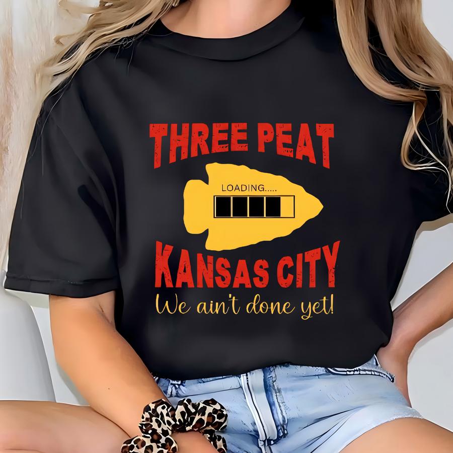 Kansas City Football Threepeat Ain't Done Yet, Retro Kansas City Football Hoodie, Three-peat Shirt, Birthday Gift For Kc Football Fan, Kc T-shirt