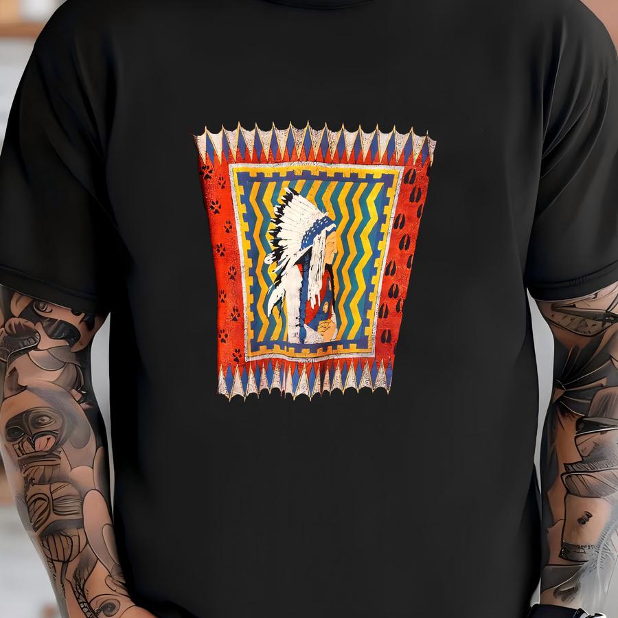 90's Indigenous Art Crewneck Sz Xl (a8557) T-shirt