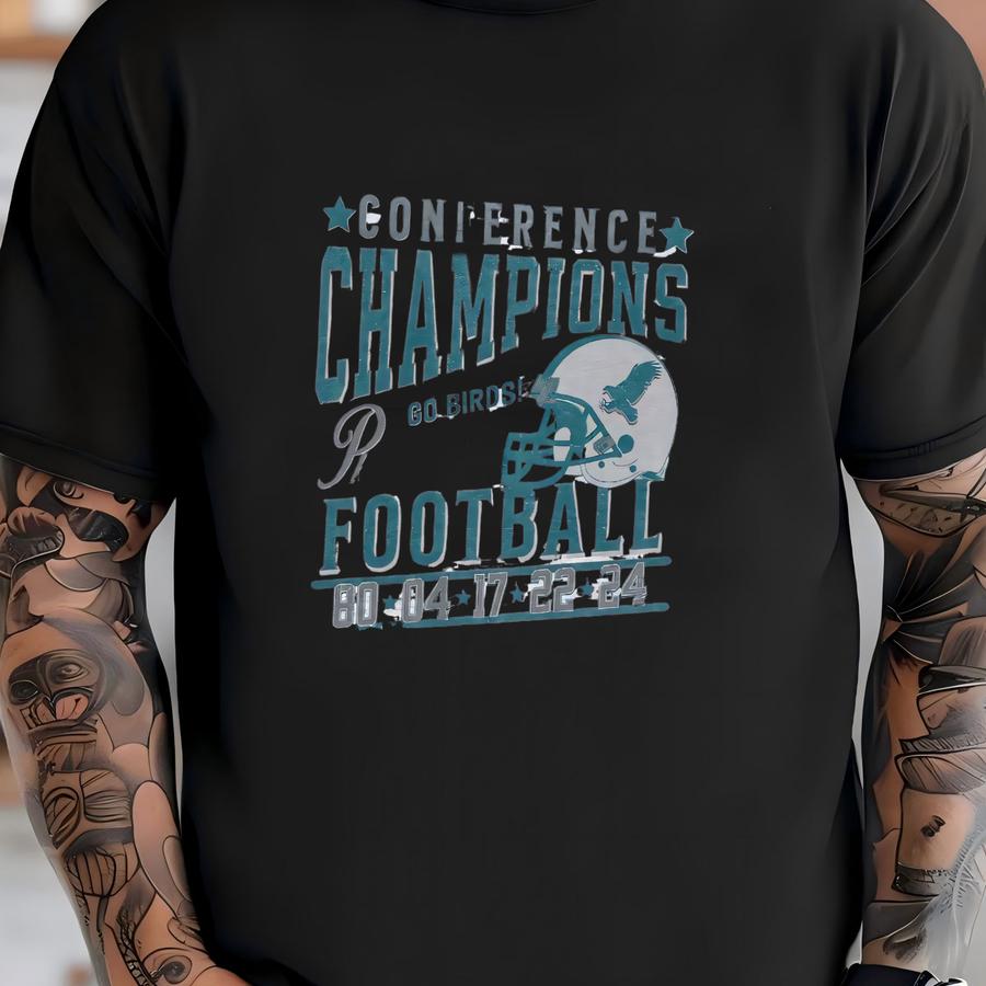 Philadelphia Football Team Conference Champs 2024 Unisex Softstyle Hoodie, Retro Eagle Football Shirt, Vintage Eagle Championship Crewneck T-shirt