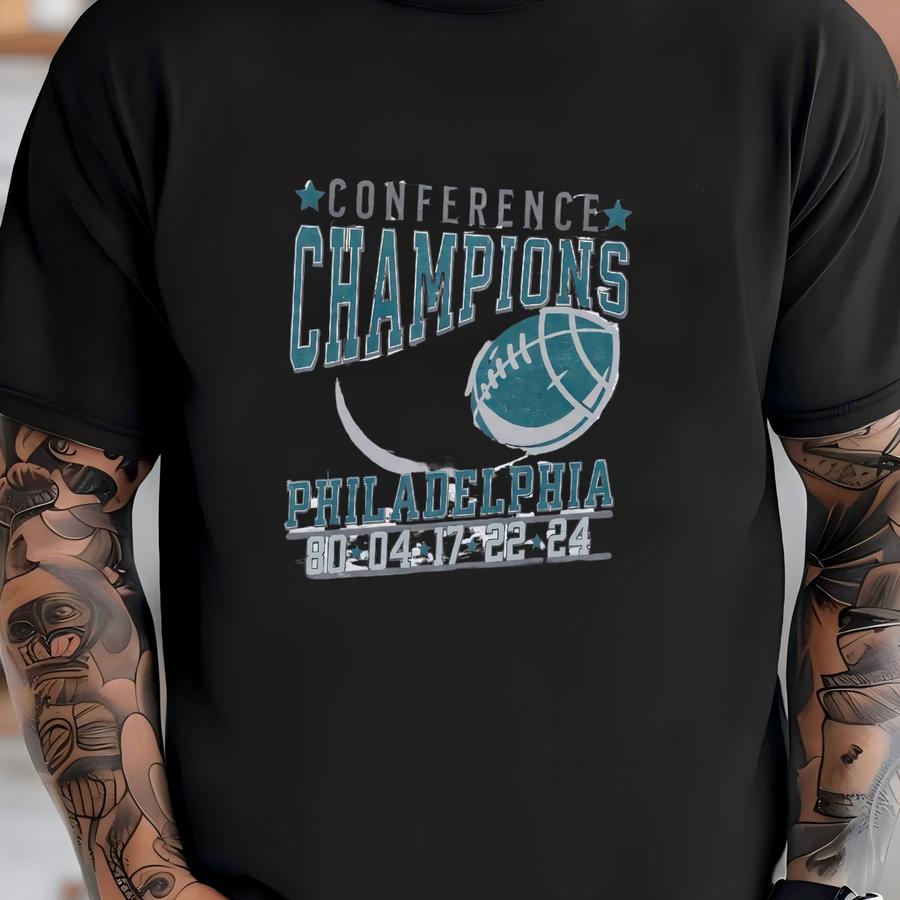 Philadelphia Football Team Conference Champs 2024 Unisex Softstyle Hoodie, Retro Eagle Football Shirt, Vintage Eagle Championship Crewneck T-shirt