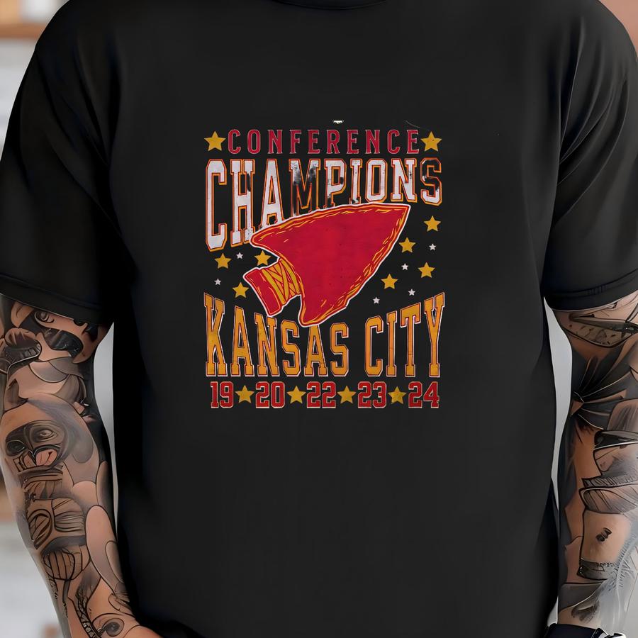 Kansas City Football Team Conference Champs 2024 Unisex Softstyle Hoodie, Retro Chief Football Shirt, Vintage Chief Championship Crewneck T-shirt