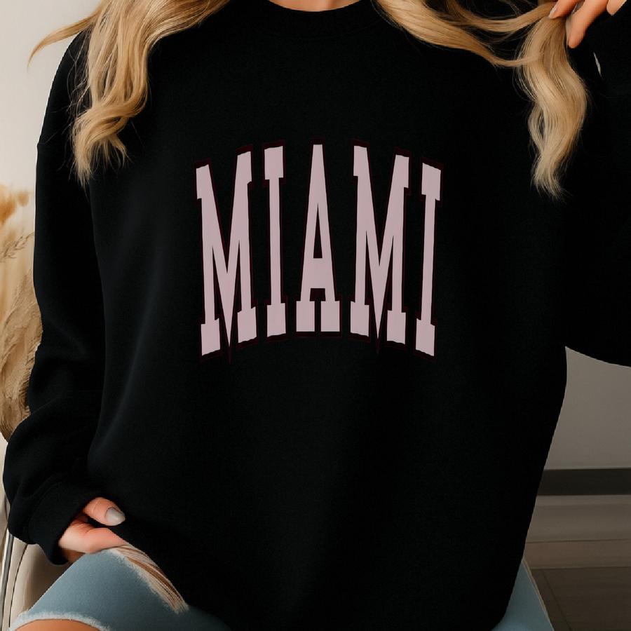 Miami Vintage Sweatshirt, Florida Beach Cozy Pullover Urban Style Sweater, Unisex Gift For Men And Women Fashion, Magic City Crewneck Sweatshirt