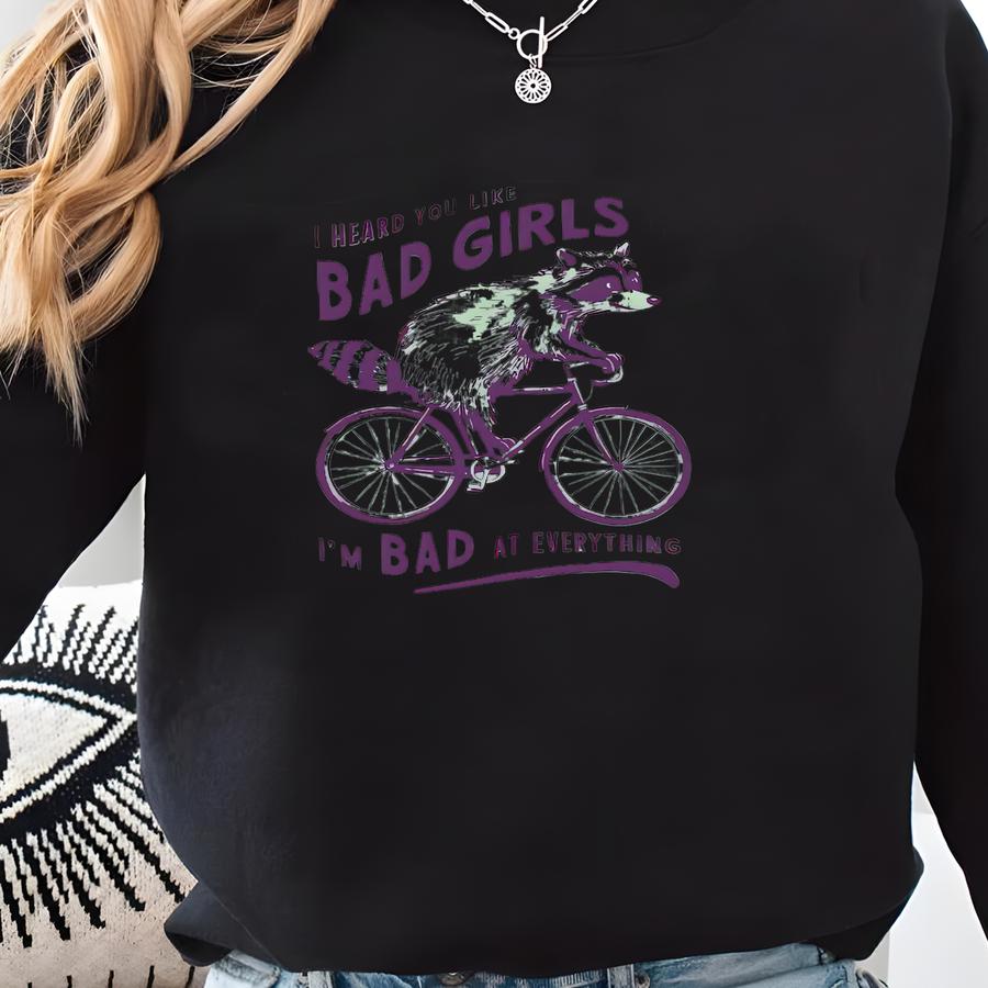 Funny Raccoon Shirt: Sarcastic Bike Riding Tee Sweatshirt