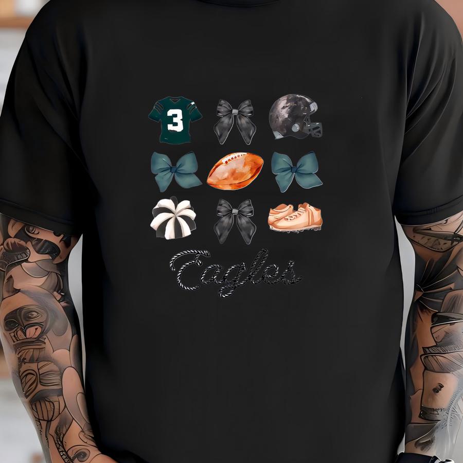 Eagles Football Kids Sweatshirt, Eagles Bow Sweatshirt, Kids Football Sweatshirt, Kids Game Day Apparel, Youth Sweatshirt, Football Bow T-shirt