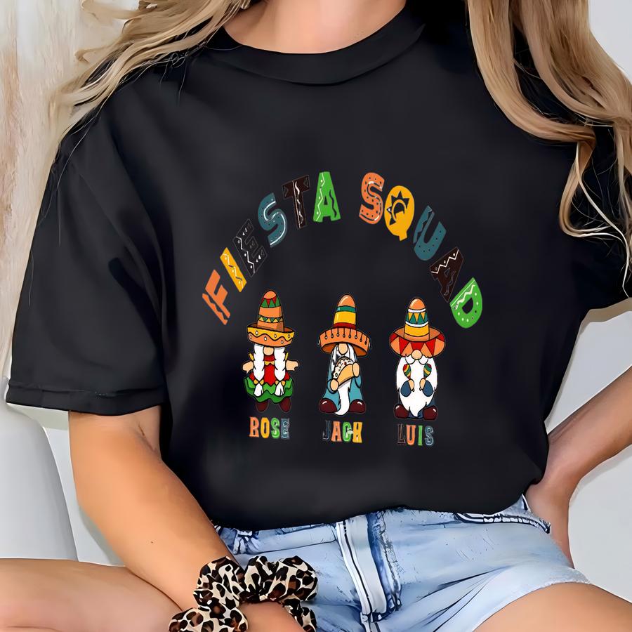 Niestandardowe Meksykańskie Fiesta Gnomy Koszula, Spersonalizowane Cinco De Mayo Gnomy Koszula, Niestandardowe Rodzinne Festiwal Gnomy Bluza Kostium