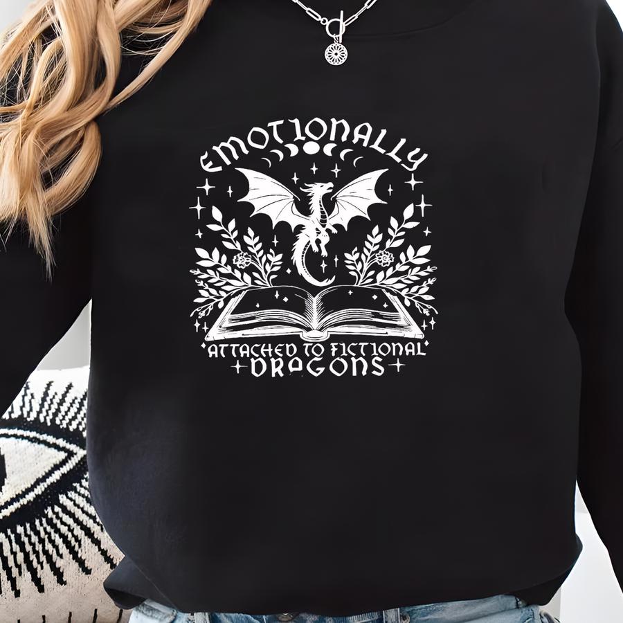 Emotionally Attached To Fictional Dragons Shirt, Fourth Wing Dragon Shirt, Fantasy Bookish, Dragon Rider Shirt, Book Club Tee Sweatshirt