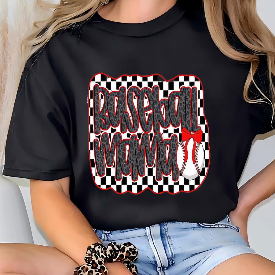 Baseball Mama Shirt, Baseball Mama Coquette Bow Shirt, Baseball Lover Mother Day Gif, Sports Mom Shirt, Mothers Day Gift, Game Day Shirt T-shirt