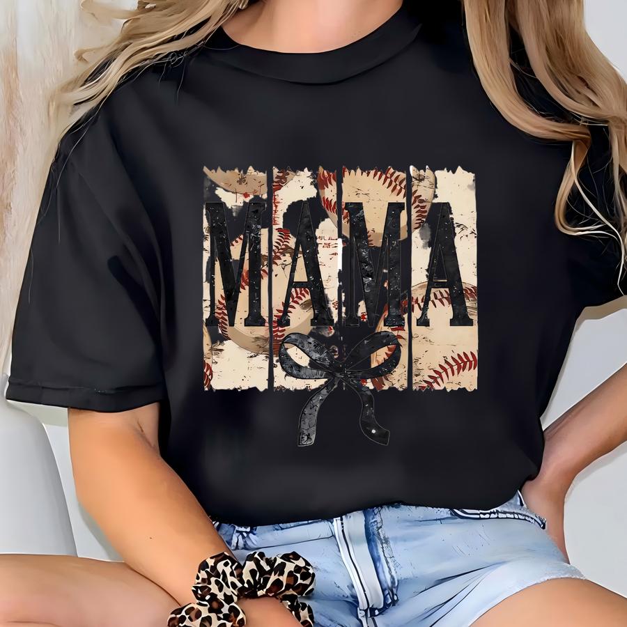 Baseball Mama T Shirt, Baseball Mama Coquette Bow Shirt, Baseball Lover Mother Day Gif, Sports Mom Shirt, Mothers Day Gift, Game Day Shirt T-shirt