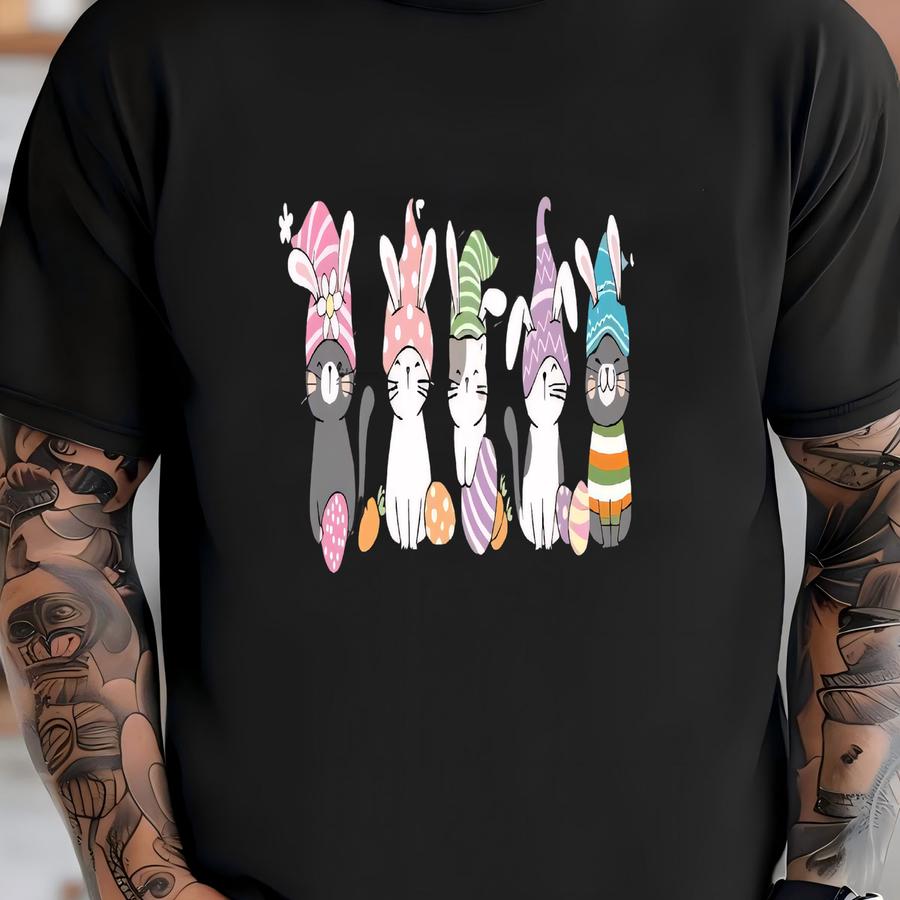 Easter Day Hoodie, Cute Cats Shirt, Funny Bunny Ears Cats, Easter Shirt For Cat Moms, Catster Day, Easter Cats Shirt, Easter Day Gift-tc031 T-shirt