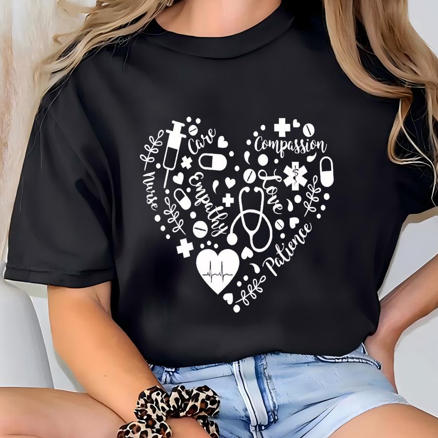 Nurse Heart Shirt, Nurse Shirt, Nursing School T Shirt, Nursing School Tee, Nurse Shirt, Funny Nursing Shirt,nurse Student Shirt, Nurse Tee T-shirt