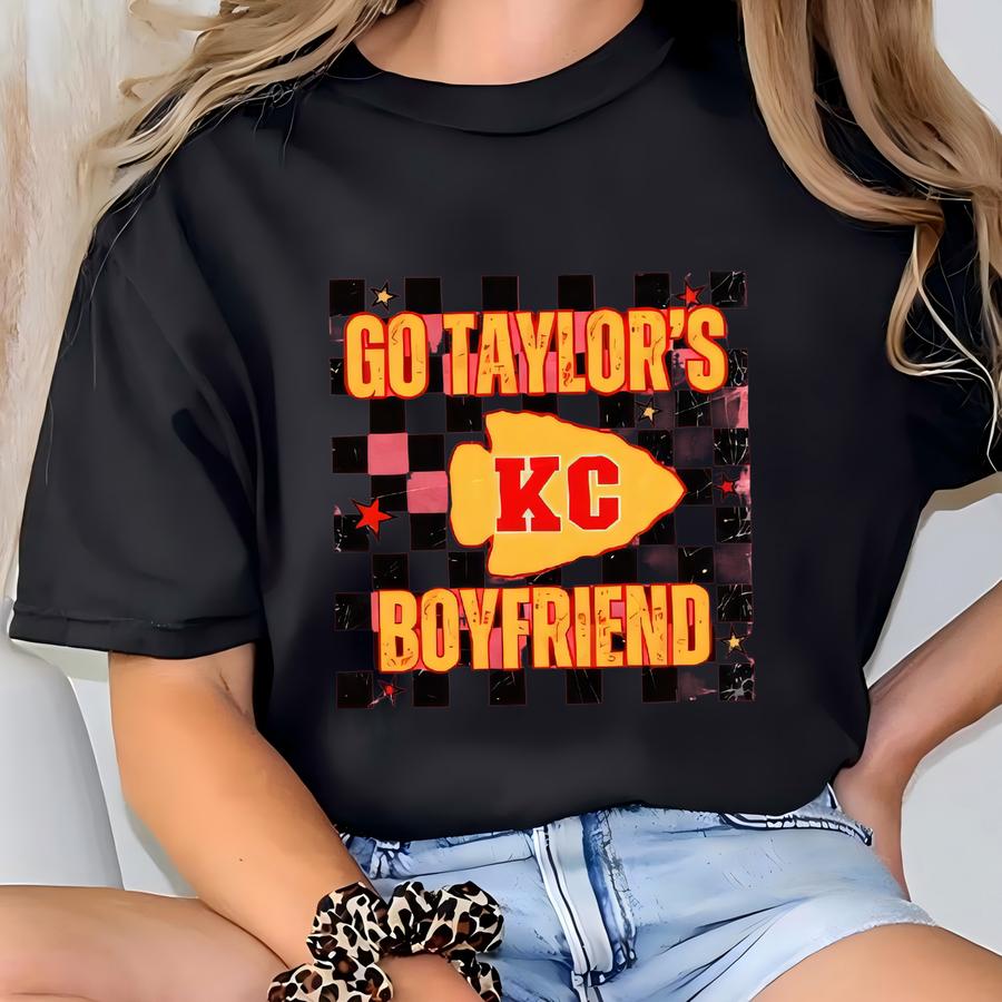 Go Taylor's Boyfriend, Kansas City Football Sweatshirt, Kansas City Gift For Her, Sunday Funday Sweatshirt, Kc Game Day Crewneck T-shirt
