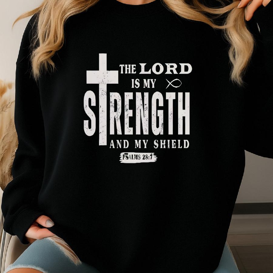 Christian Hoodie: The Lord Is My Strength Bible Verse Sweatshirt Sweatshirt