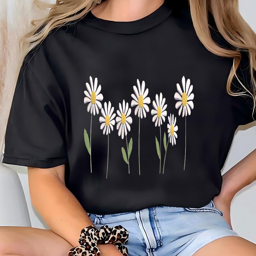 Daisy Sweatshirt, Floral Cottagecore Shirt, Botanical Shirt, Nature Shirt, Flower Sweatshirt, Minimalist Floral Sweater T-shirt