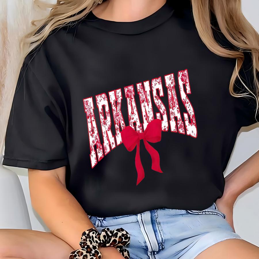 Arkansas Floral Bow Sweatshirt: Adult Kid Matching Set Cozy Graphic Shirt For Adults And Kids Gifts For Her T-shirt