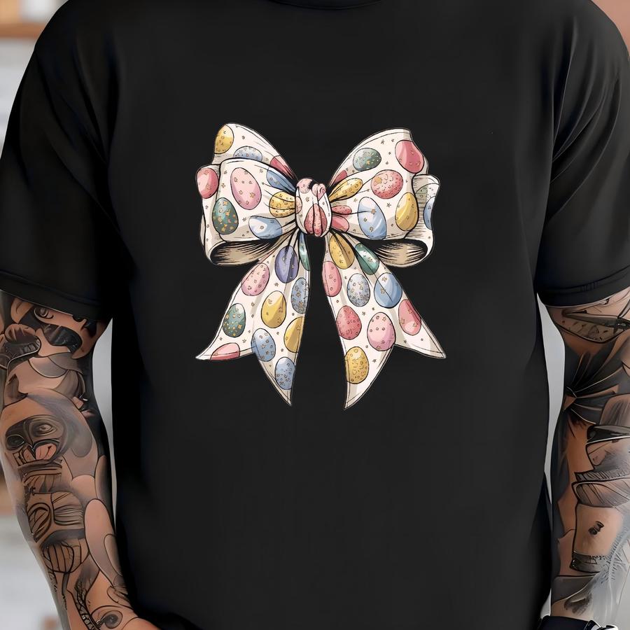 Easter Eggs Coquette Bow Sweatshirt, Easter Shirt, Easter Day Sweatshirt, Easter Day Gift, Kids Easter Day Hoodie, Easter Eggs Bunny Shirt T-shirt