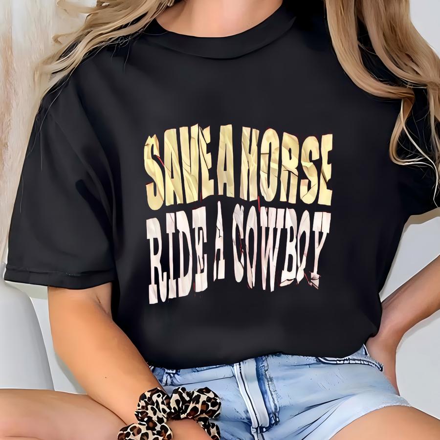Vintage Save A Horse Ride A Cowboy Hoodie Size Xl T-shirt