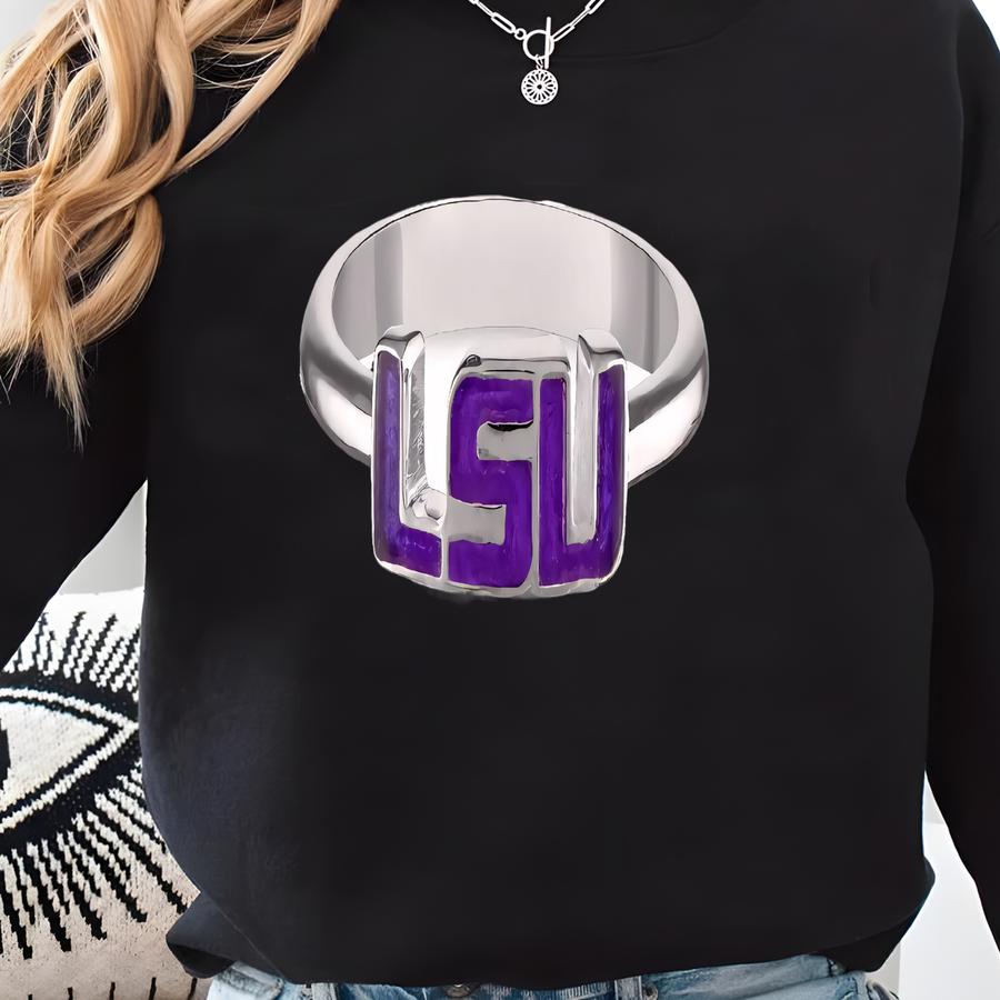 Stone Armory Officially Licensed Sterling Silver Ring – Officially Licensed Louisiana State University Jewelry – Unique Tigers Gift Sweatshirt