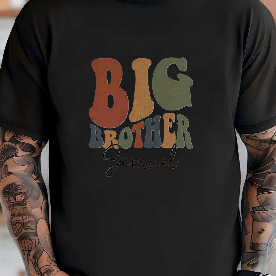 Custom Retro Big Brother Kids Sweatshirt - Retro Sibling Name Toddler Sweatshirt - Personalized Crew Neck Pullover - Pregnancy Announcement T-shirt