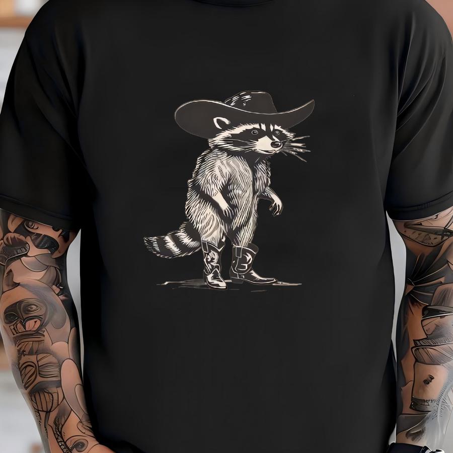 Raccoon Cowboy Toddler Shirt - Funny Silly Raccoon Kids Shirt - Funny Western Kids Shirt - Natural Toddler Shirt T-shirt