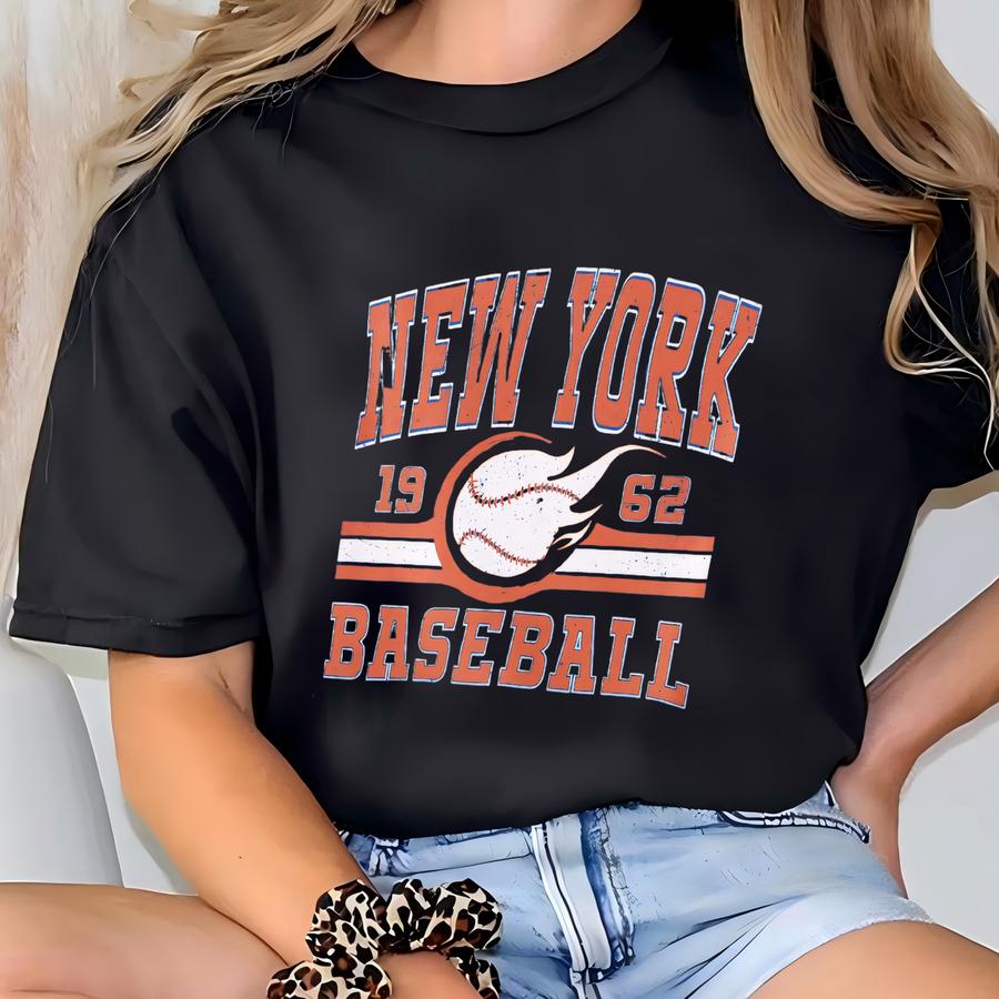 Retro New York Baseball Hoodie, New York Game Day Sweatshirt, New York Baseball Fan Gift, New York Vintage 80s Style, Blue And Orange T-shirt