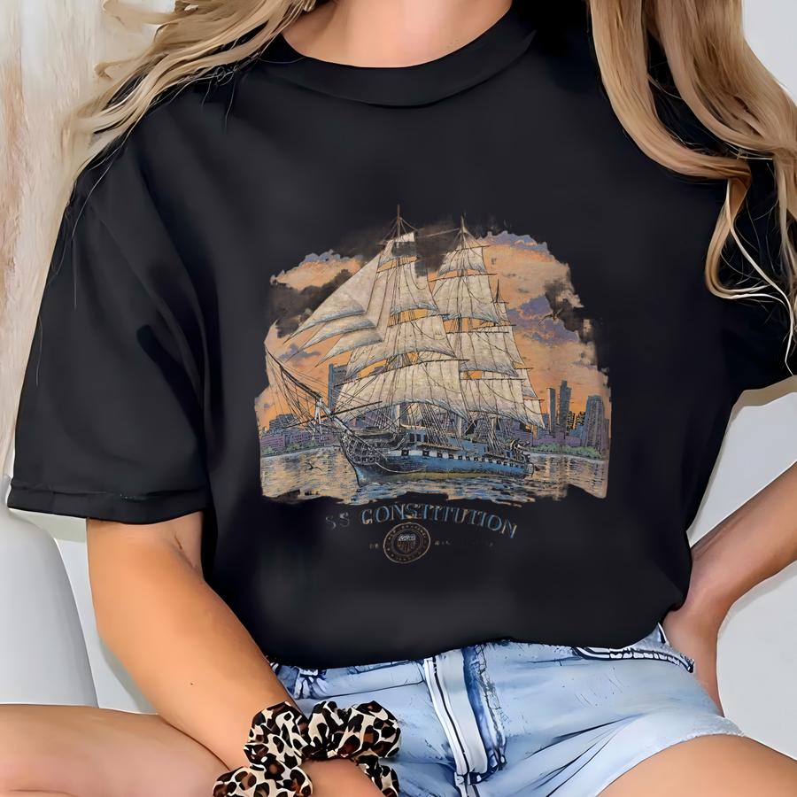 Vintage 90’s U.s.s. Constitution Boston Harbor Massachusetts Boat Hoodie Xl T-shirt