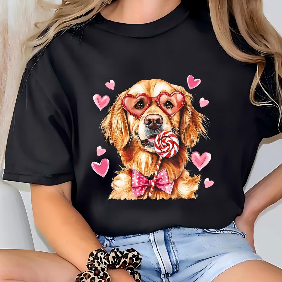Golden Retriever Valentine's Sweatshirt: Dog Lover Crewneck T-shirt