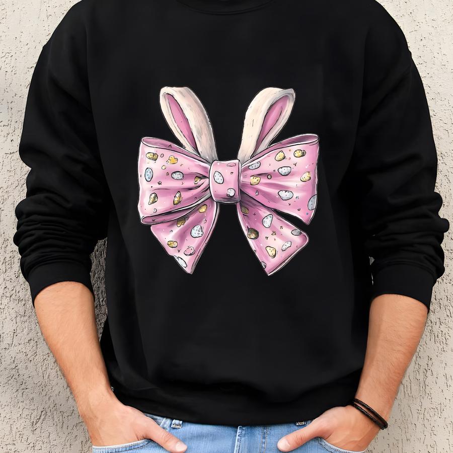 Bunny Ears With Bow, Cute Easter Sweatshirt, Happy Easter Gift Sweatshirt