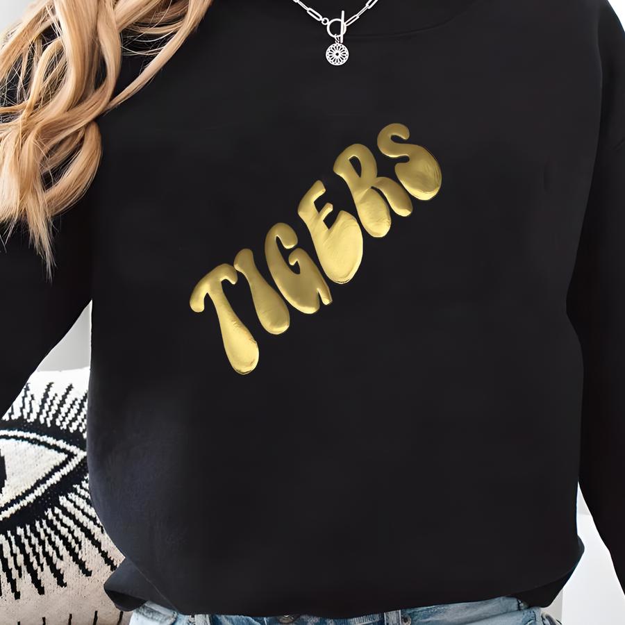 Custom Puff Print Team Name Sweatshirt, Embossed Mascot Sweatshir, Personalized School Mascot Sweatshirt, Metallic Puff Print Hoodie, Gifts Sweatshirt