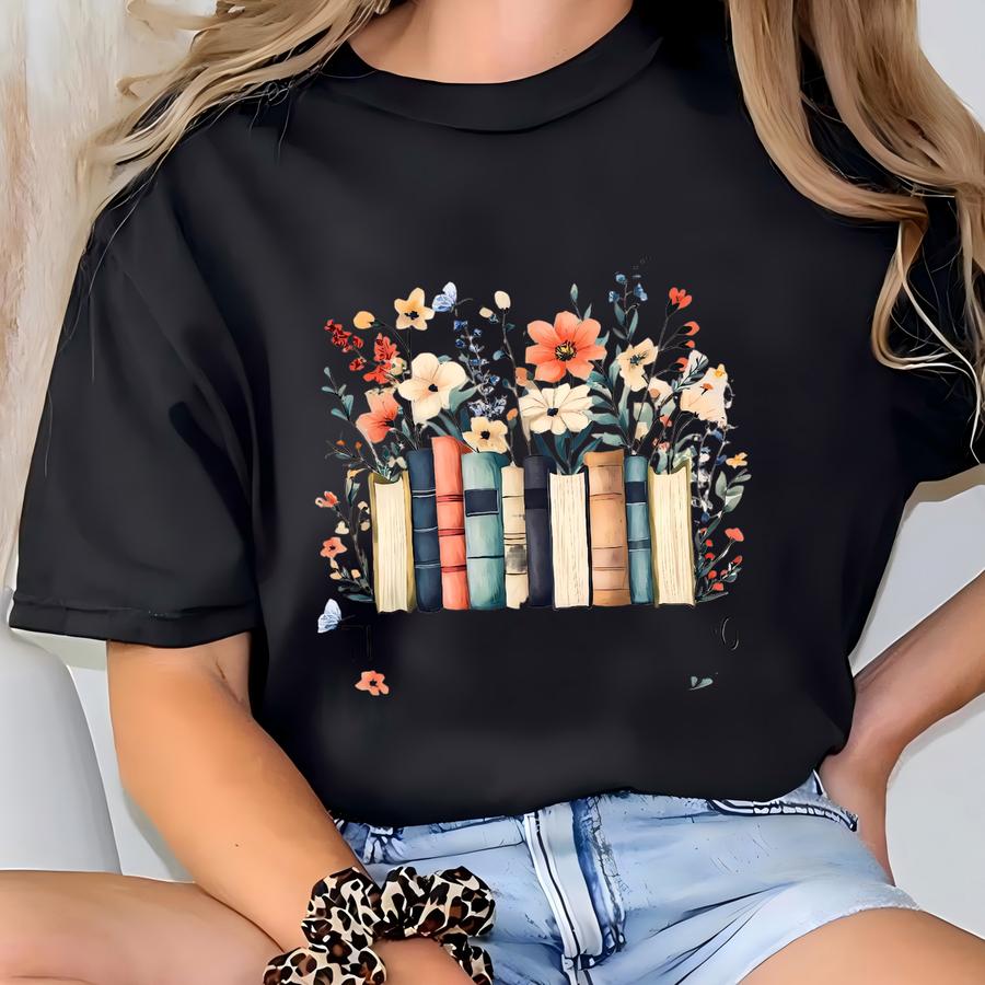 There Is No Such Thing As Too Many Books Sweatshirt, Floral Books Hoodie, Reading Book Lover Sweater, Librarian Crewneck, Book Lover Gift T-shirt