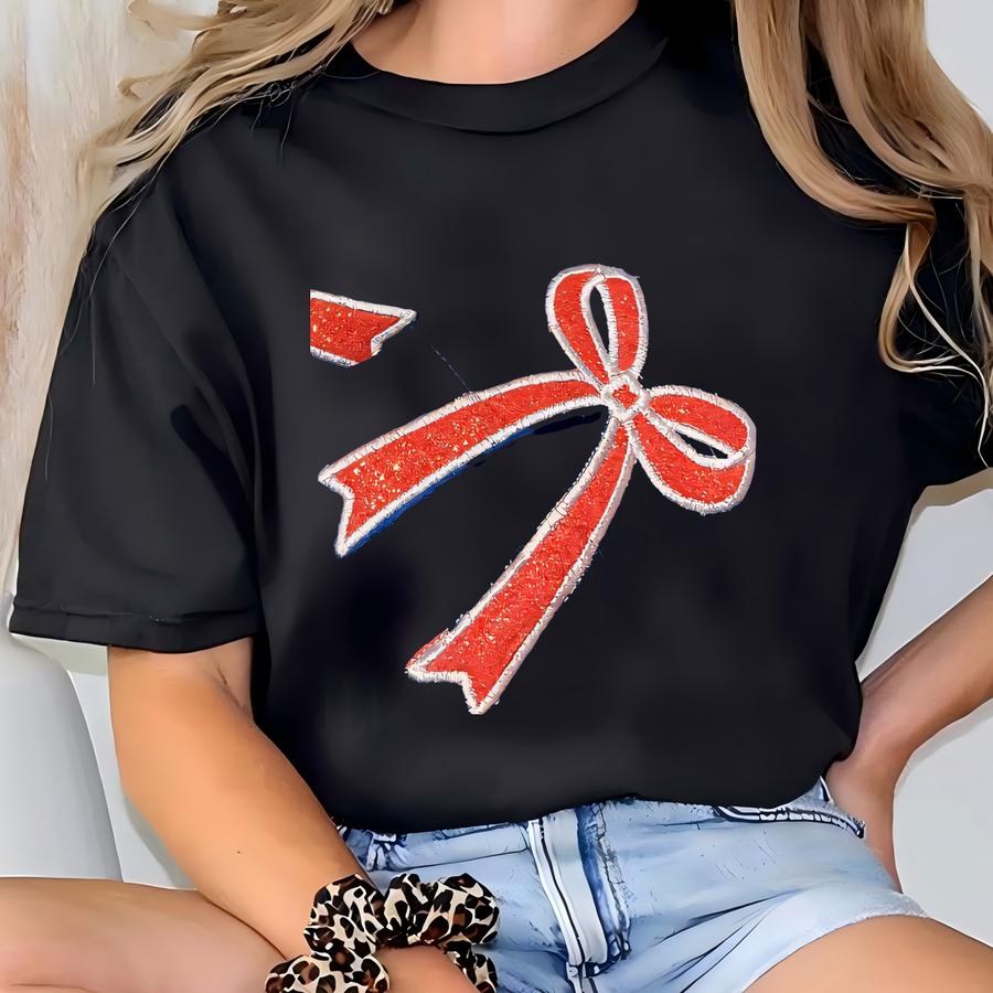 Custom Personalized Glitter Bow Sweatshirt | Football | Basketball | Hockey | Baseball | Softball | Soccer | Team Sweatshirt T-shirt