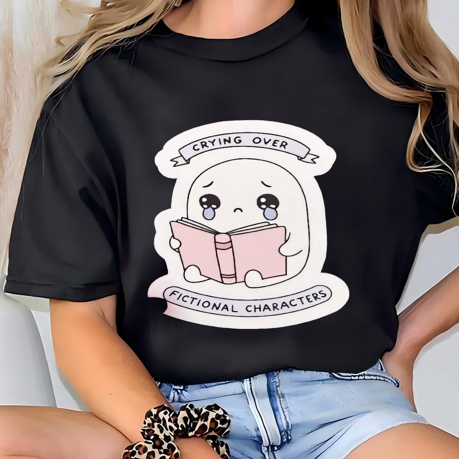 Crying Over Fictional Characters Sticker | Crying Over Fictional Characters Decal | Book Aesthetic| Decals For Bookworm | Bookish | Kindle T-shirt