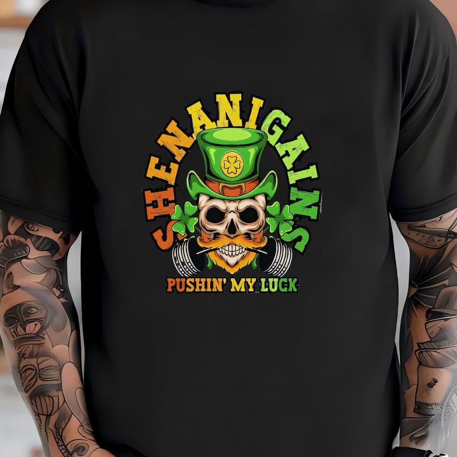 Shenanigains St Patricks Day Shirt, , Pump Cover, Funny St. Patty's Day Workout Shirt, Leprechaun Lifting Tee, Lucky Irish Tee T-shirt