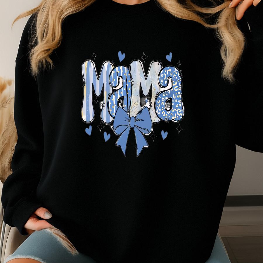 Coquette Blue Mama T-shirt, Mothers Day Gift, Mama Tee, Cute Mama Shirt, Mom Shirt, Gift From Kids To Mom, Special Mother's Day Gift. Sweatshirt