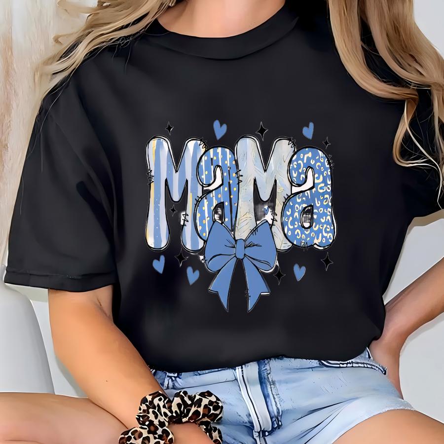 Coquette Blue Mama Hoodie, Mothers Day Gift, Mama Tee, Cute Mama Shirt, Mom Shirt, Gift From Kids To Mom, Special Mother's Day Gift. T-shirt
