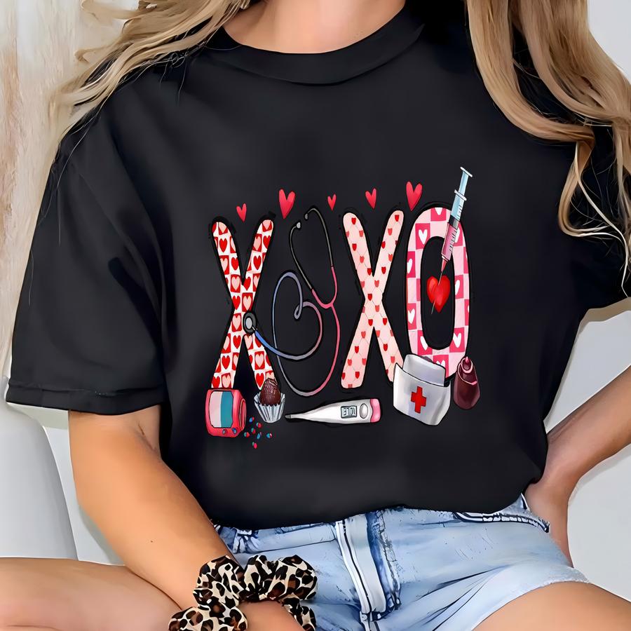 Xoxo Nurse Sweatshirt, Valentines Day Shirt, Sweatshirt For Nurse, Valentines Day Gift For Nurse,valentines Day Gift,nurse Hoodie T-shirt
