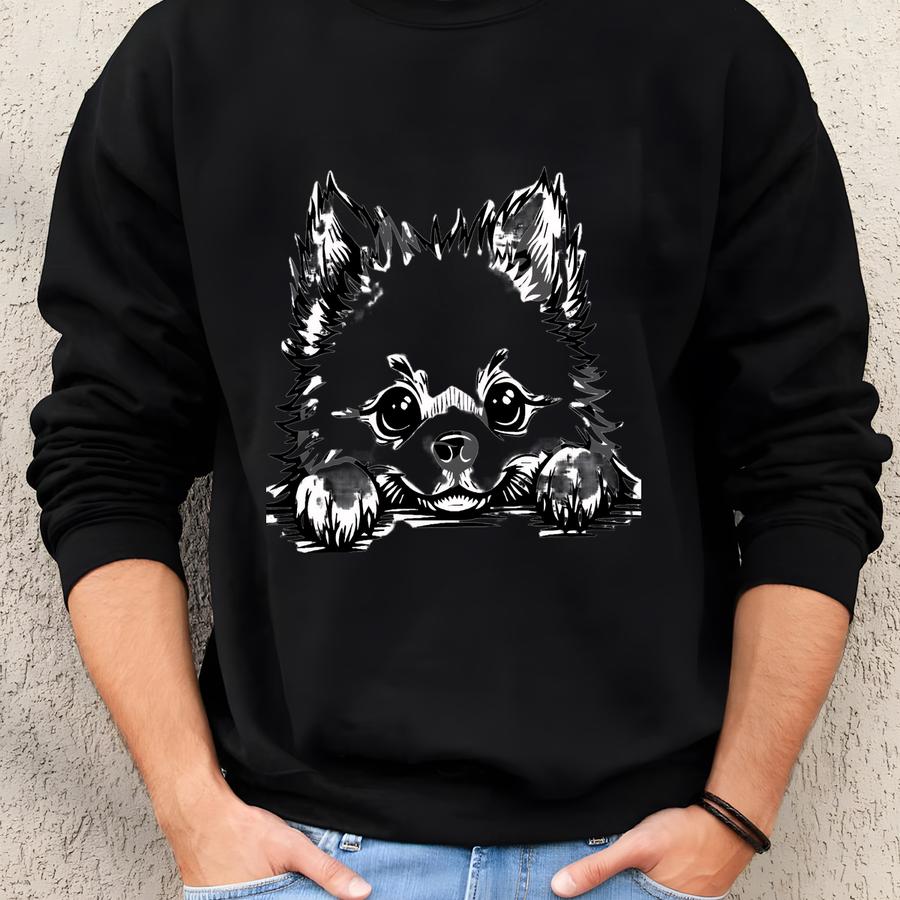 Peeking Pomeranian Svg, Pomeranian Dog Png, Pomeranian Clipart, Vector. Cut File , Silhouette. Sweatshirt