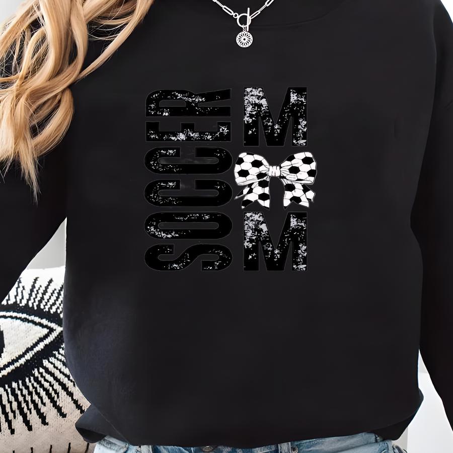 Soccer Mom Sweatshirt: Coquette Bow, Sports Mama Pullover Sweatshirt